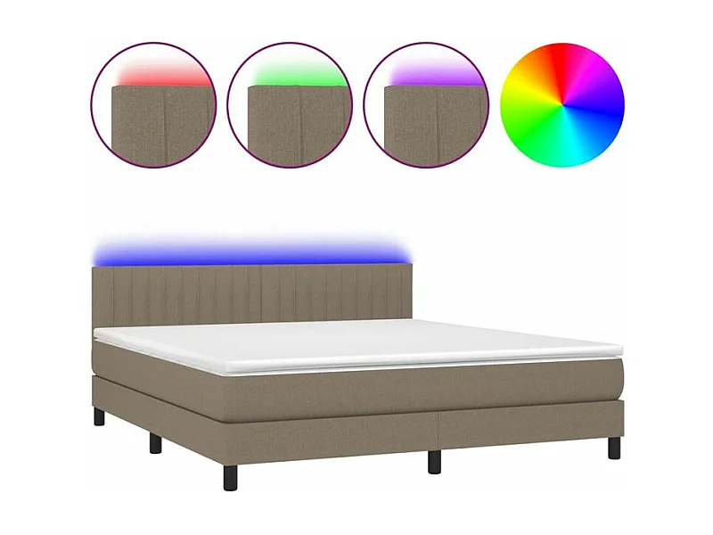 Sommier à lattes de lit avec matelas LED Taupe 180x200 Tissu