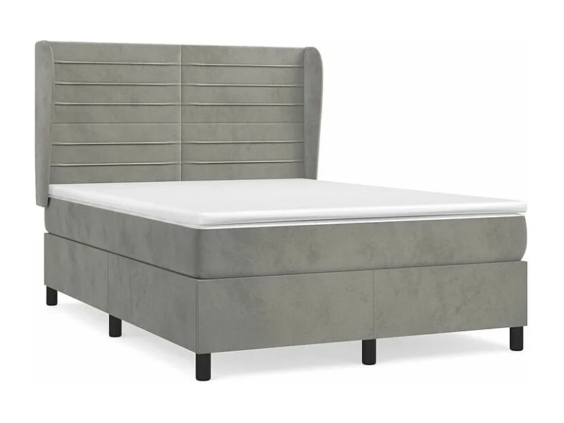 Sommier à lattes de lit et matelas Gris clair 140x190 Velours