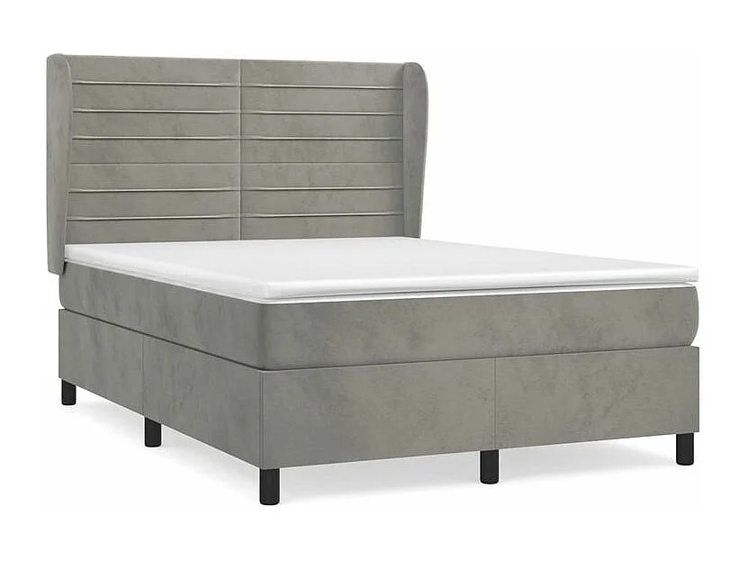 Sommier à lattes de lit et matelas Gris clair 140x190 Velours