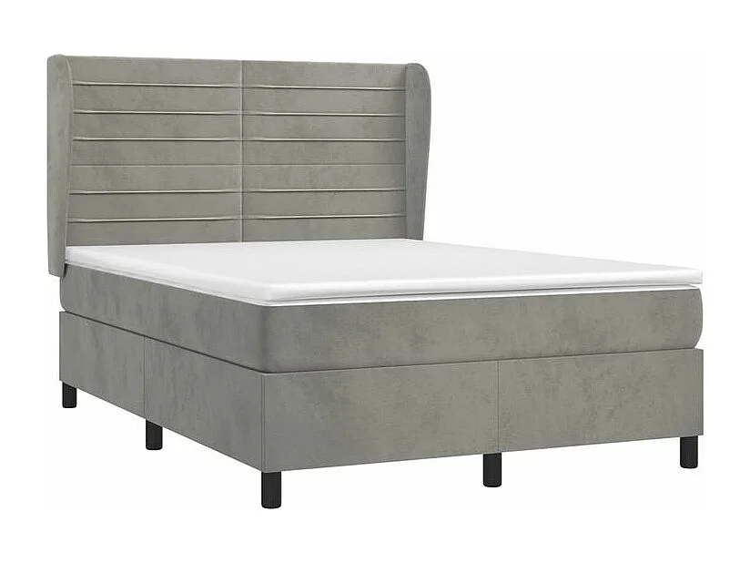 Sommier à lattes de lit et matelas Gris clair 140x190 Velours