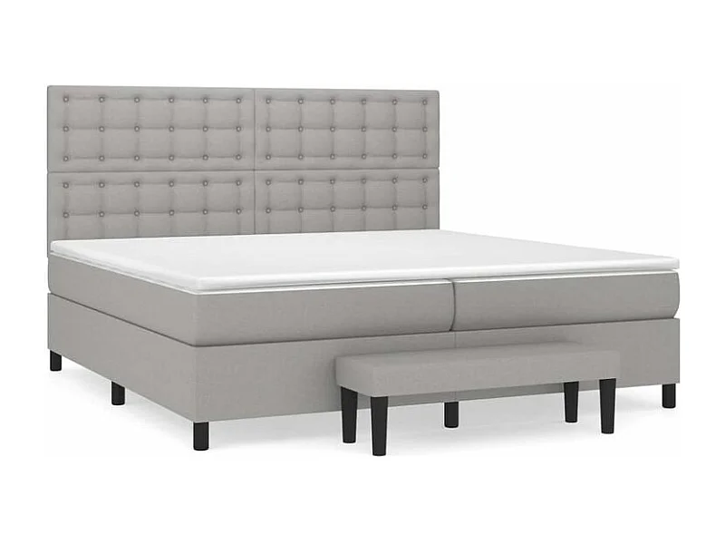 Sommier à lattes de lit avec matelas Gris clair 200x200 Tissu