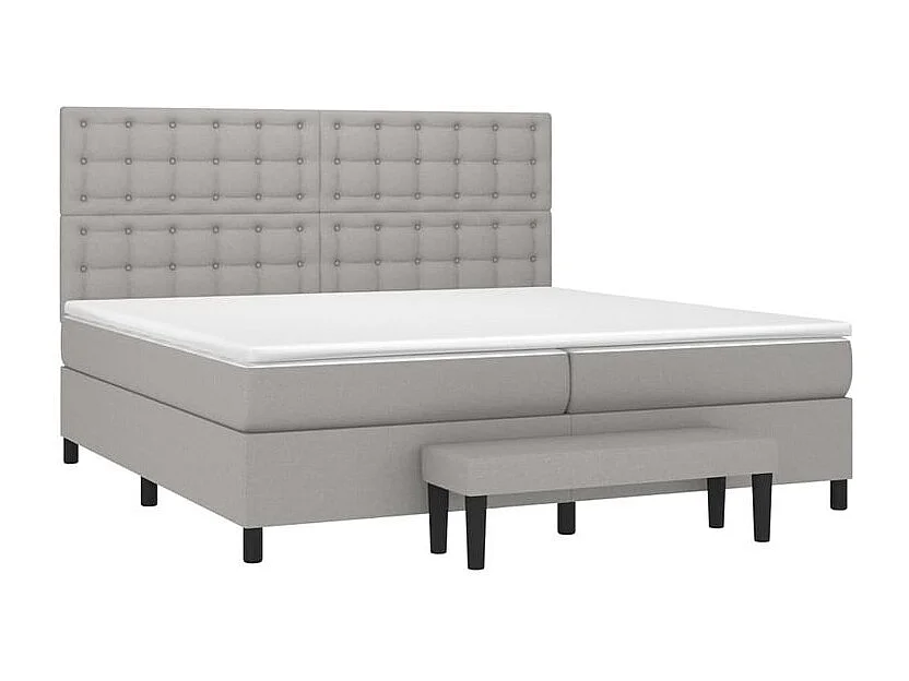 Sommier à lattes de lit avec matelas Gris clair 200x200 Tissu