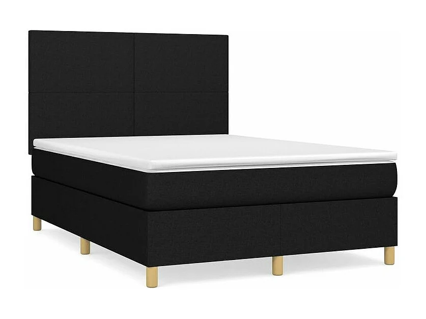 Sommier à lattes de lit avec matelas Noir 140x190 Tissu