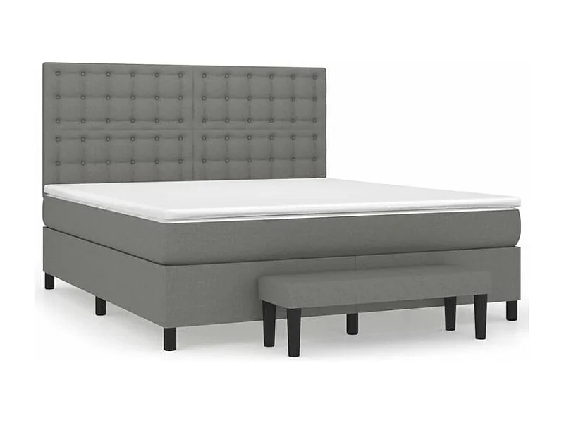 Sommier à lattes de lit avec matelas Gris foncé 180x200 Tissu