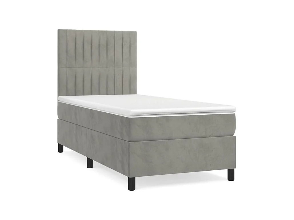 Sommier à lattes de lit et matelas Gris clair 90x200 Velours
