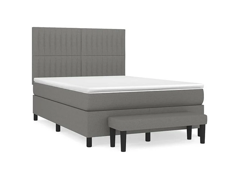 Sommier à lattes de lit avec matelas Gris foncé 140x190 Tissu