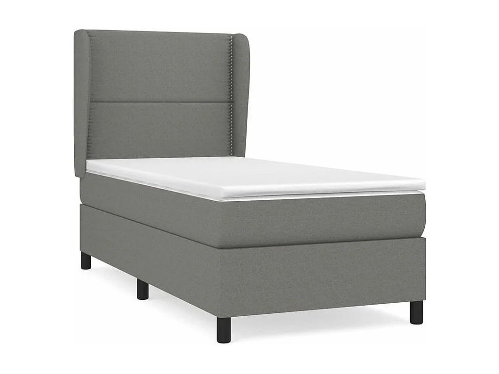 Sommier à lattes de lit et matelas Gris foncé 90x190 Tissu