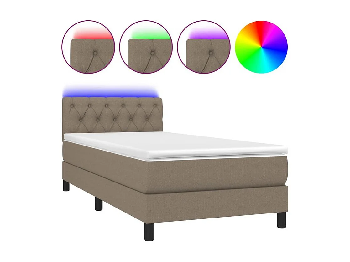 Sommier à lattes de lit avec matelas LED Taupe 80x200 Tissu