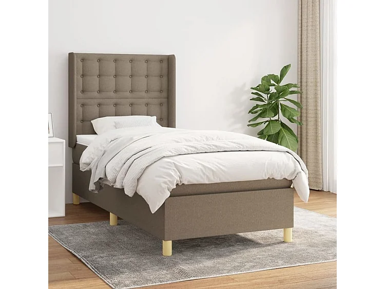 Sommier à lattes de lit avec matelas Taupe 90x200 Tissu