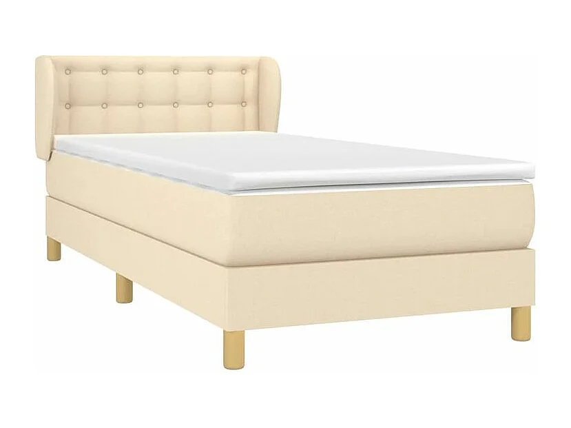 Sommier à lattes de lit avec matelas Crème 90x200 Tissu