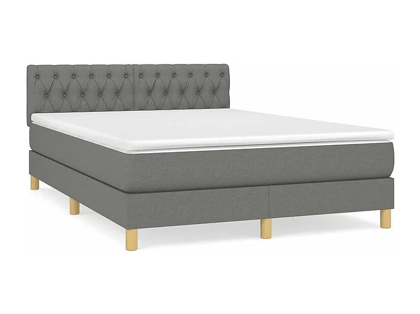 Sommier à lattes de lit avec matelas Gris foncé 140x200 Tissu