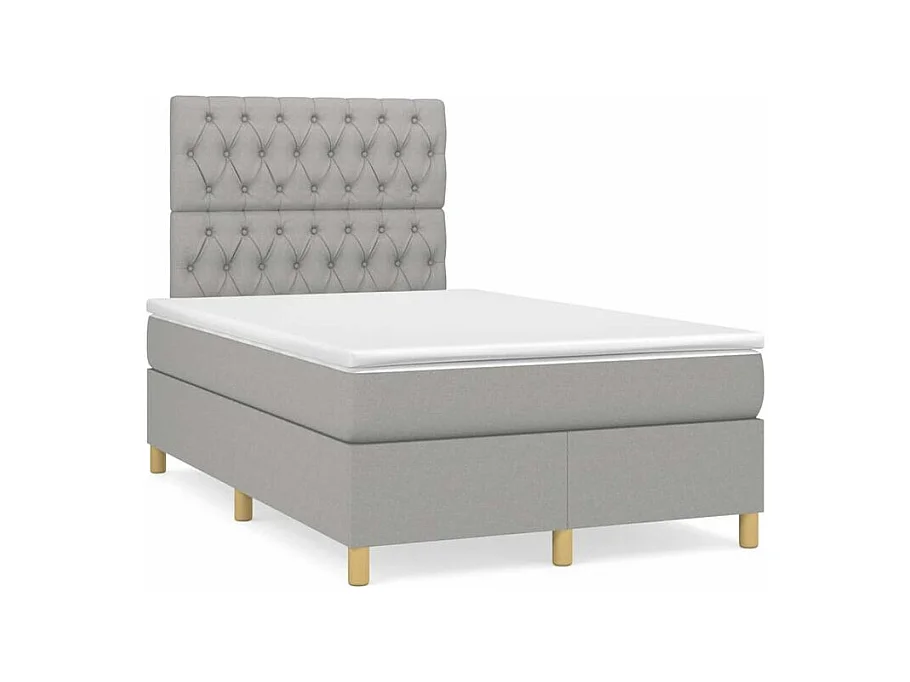 vidaXL Cama box spring con colchón tela gris claro 120x200 cm