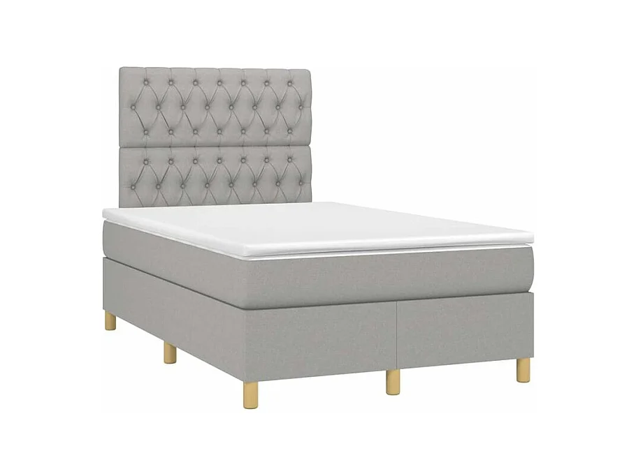 vidaXL Cama box spring con colchón tela gris claro 120x200 cm