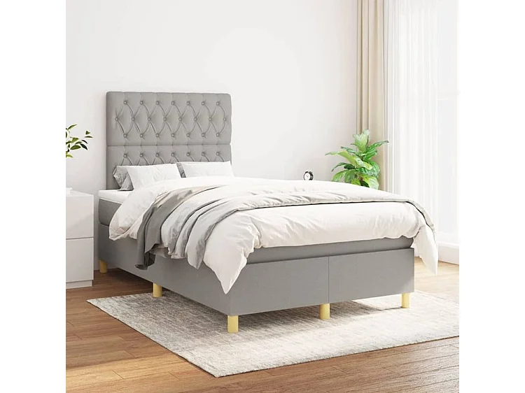 Sommier à lattes de lit avec matelas Gris clair 120x200 Tissu