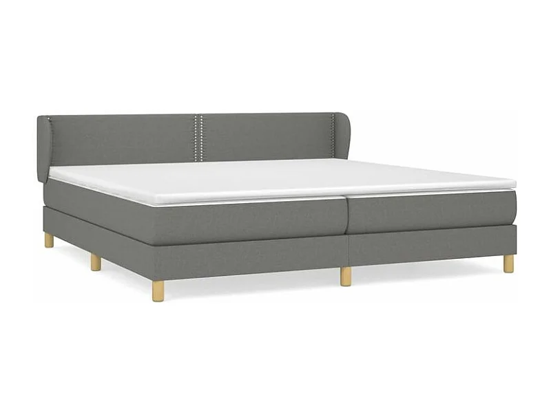 Sommier à lattes de lit avec matelas Gris foncé 200x200 Tissu