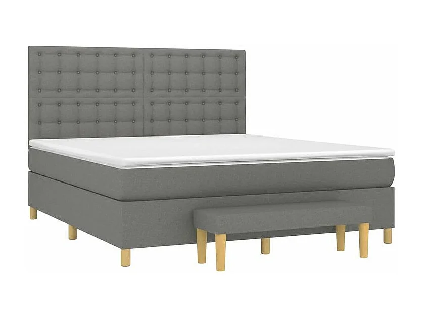 Sommier à lattes de lit avec matelas Gris foncé 180x200 Tissu