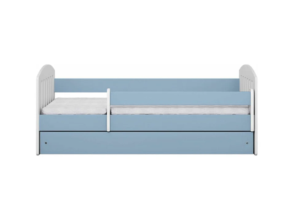 Cama infantil con barrera de seguridad extraíble Klaky azul-Colchones de espuma-Ropa de cama 80x140 cm