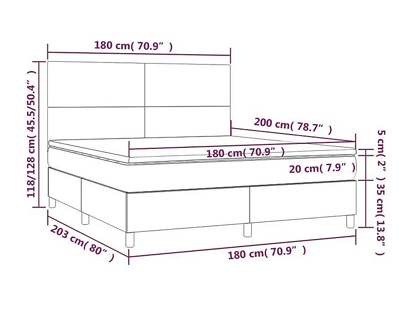 Sommier à lattes de lit avec matelas Bleu 180x200 Tissu