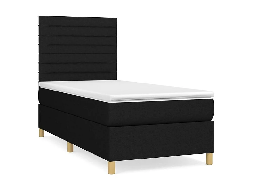 Sommier à lattes de lit avec matelas Noir 90x200 Tissu