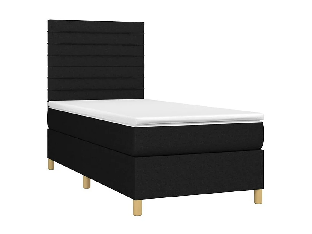 Sommier à lattes de lit avec matelas Noir 90x200 Tissu