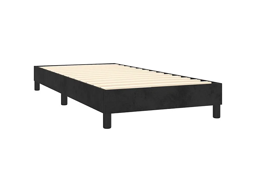 Sommier à lattes de lit avec matelas Noir 90x200 Velours