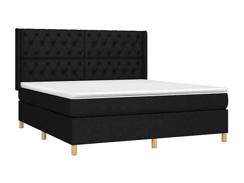 Sommier à lattes de lit matelas et LED Noir 160x200 Tissu