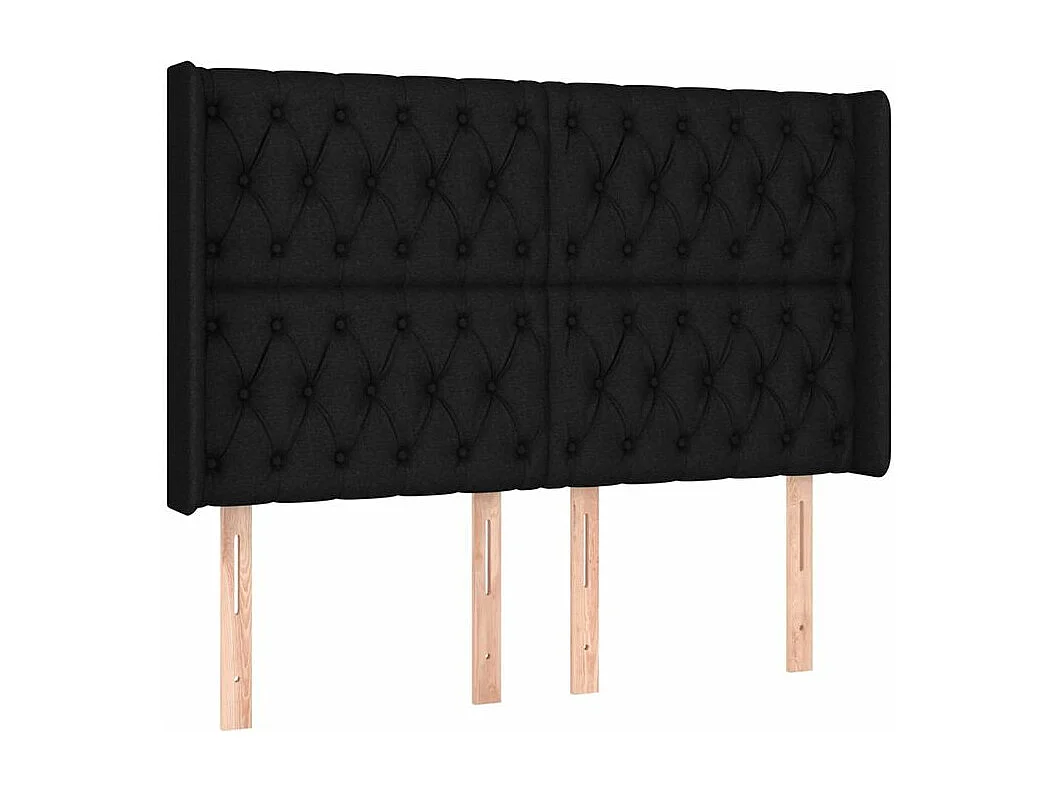 Sommier à lattes de lit matelas et LED Noir 160x200 Tissu