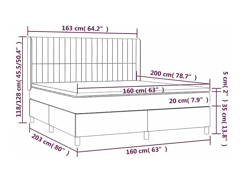 Sommier à lattes de lit avec matelas Gris clair 160x200 Tissu