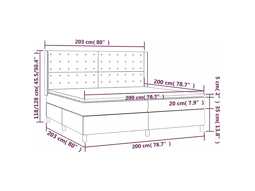 Sommier à lattes de lit avec matelas Noir 200x200 Tissu
