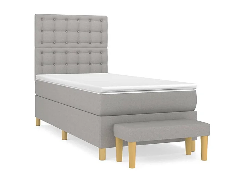 Sommier à lattes de lit avec matelas Gris clair 90x200 Tissu