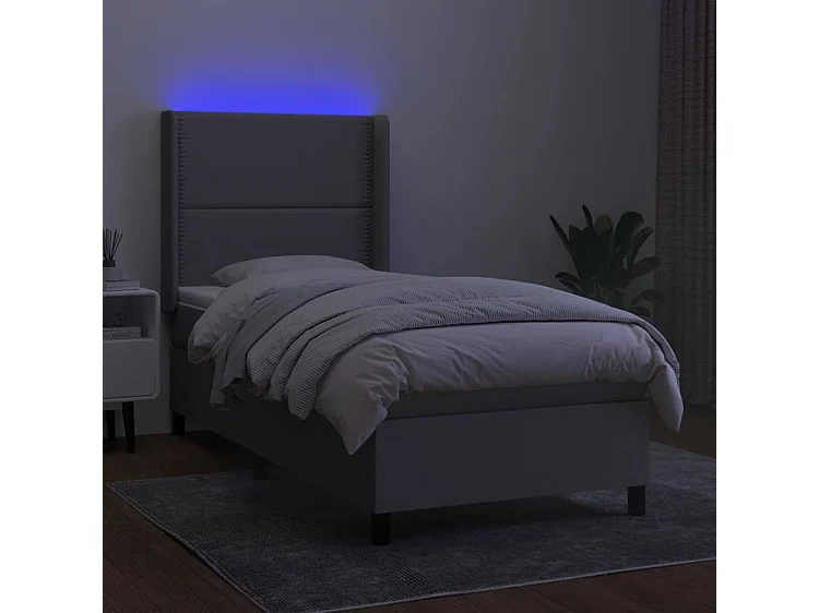 Sommier à lattes de lit matelas LED Gris clair 100x200 Tissu