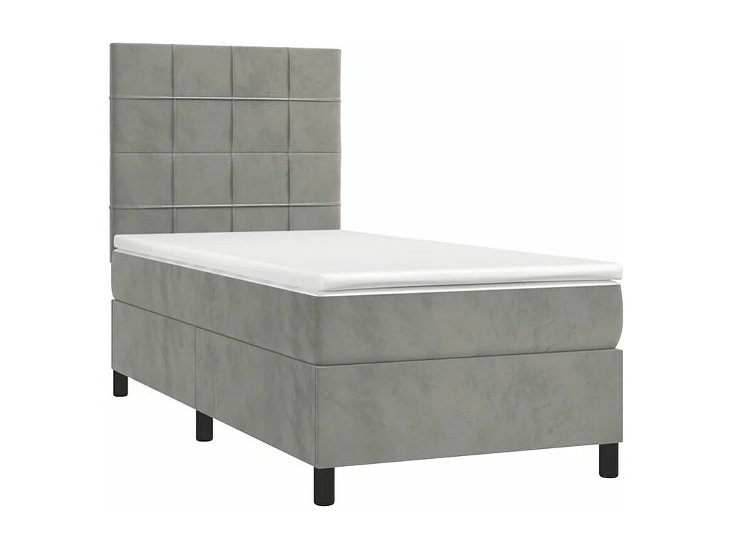 Sommier à lattes de lit et matelas Gris clair 90x200 Velours
