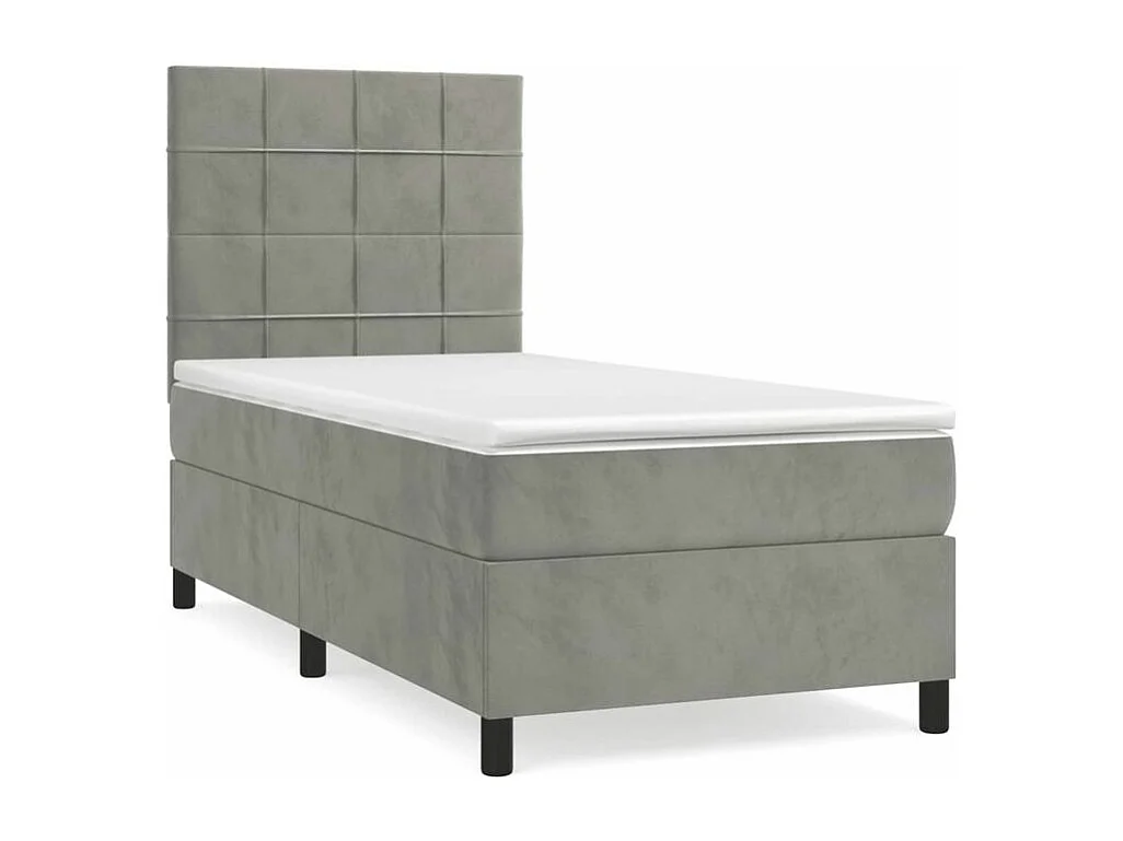 Sommier à lattes de lit et matelas Gris clair 90x200 Velours