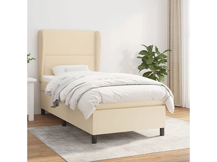 Sommier à lattes de lit avec matelas Crème 100x200 Tissu