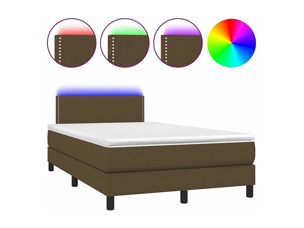 Sommier à lattes de lit matelas et LED Marron foncé 120x200