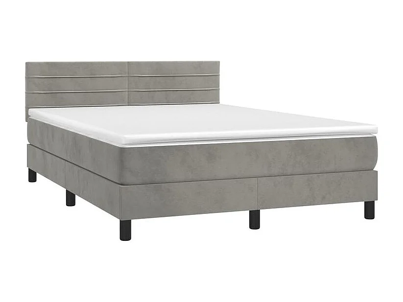 Sommier à lattes de lit avec matelas LED Gris clair 140x200