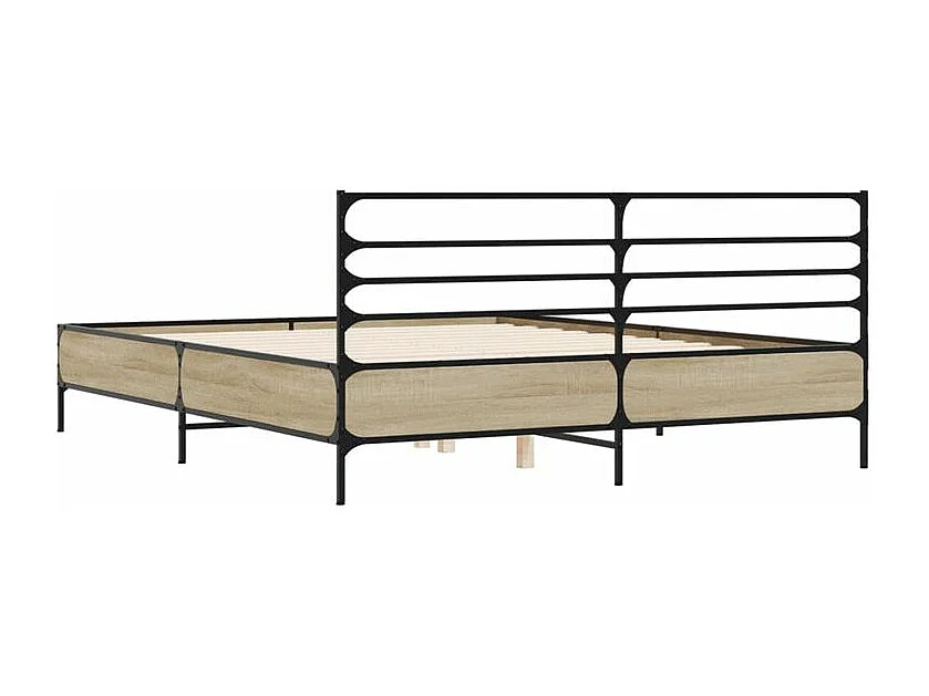 Cadre de lit chêne sonoma 160x200 bois d'ingénierie et métal