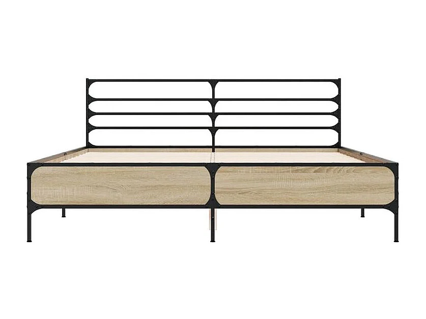 Cadre de lit chêne sonoma 160x200 bois d'ingénierie et métal