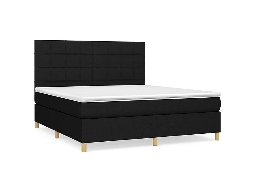 Sommier à lattes de lit avec matelas Noir 180x200 Tissu