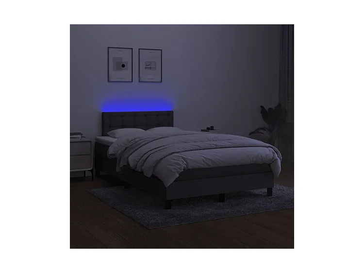 Sommier à lattes de lit et matelas et LED Gris foncé 120x200