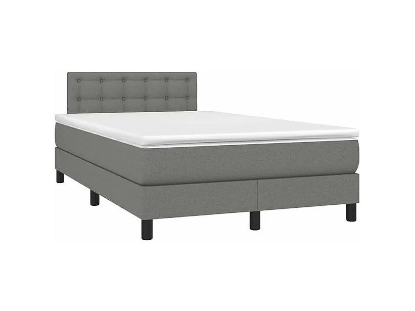 Sommier à lattes de lit et matelas et LED Gris foncé 120x200