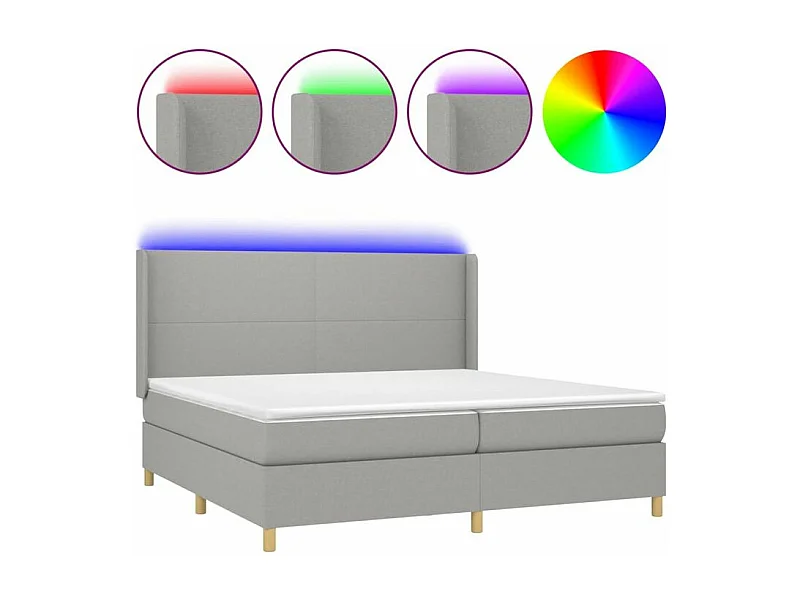 Sommier à lattes de lit matelas LED Gris clair 200x200 Tissu