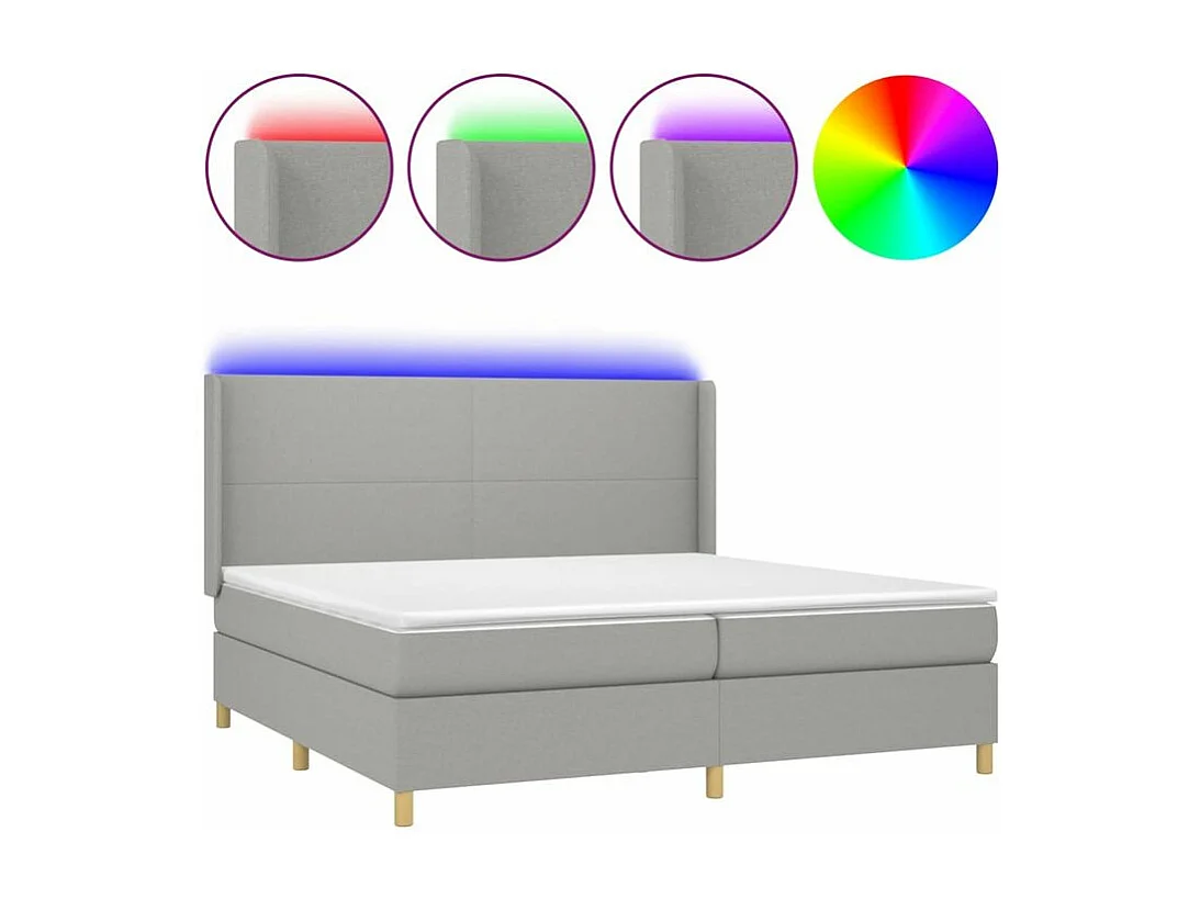 Sommier à lattes de lit matelas LED Gris clair 200x200 Tissu