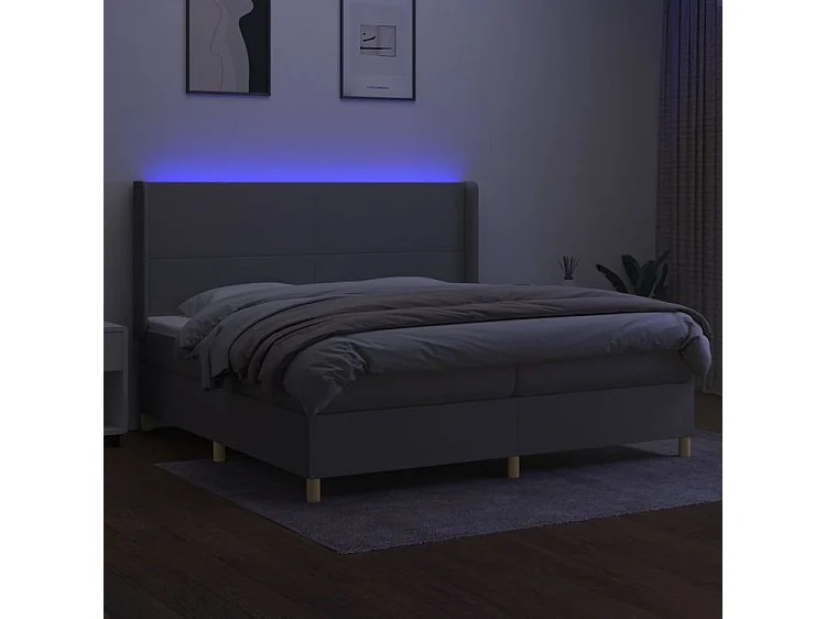 Sommier à lattes de lit matelas LED Gris clair 200x200 Tissu