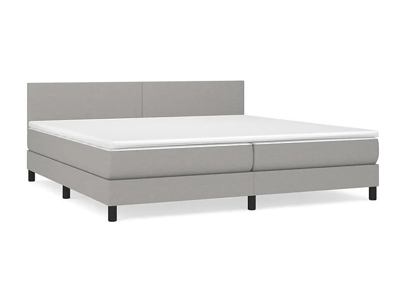 Sommier à lattes de lit avec matelas Gris clair 200x200 Tissu