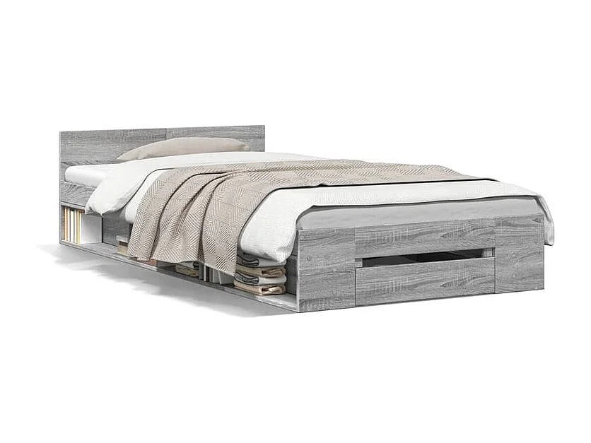 Cadre de lit et tiroir sonoma gris 75x190 bois d'ingénierie