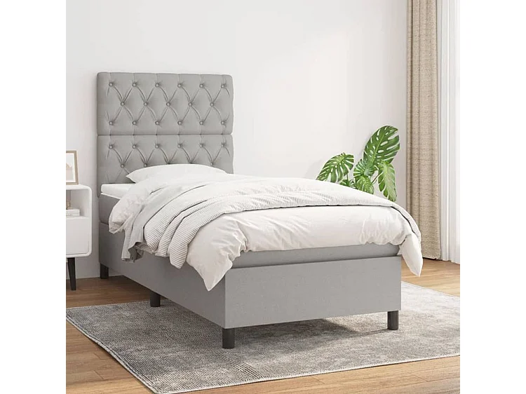 Sommier à lattes de lit avec matelas Gris clair 80x200 Tissu