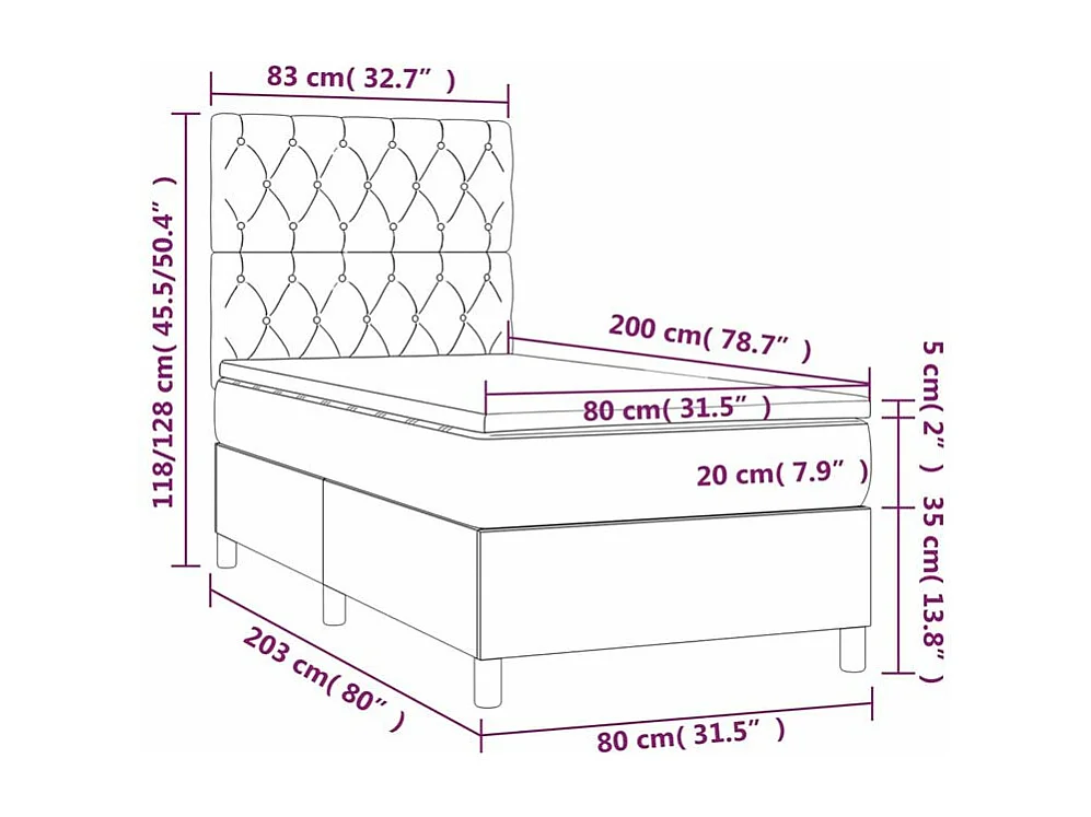 Sommier à lattes de lit avec matelas Gris clair 80x200 Tissu