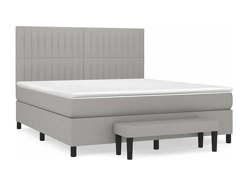 Sommier à lattes de lit avec matelas Gris clair 160x200 Tissu
