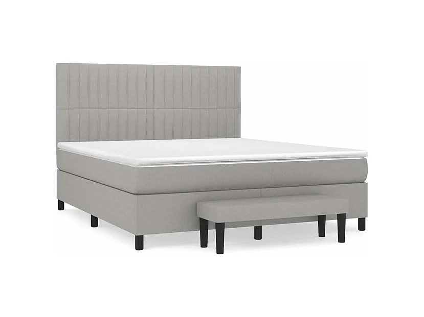 Sommier à lattes de lit avec matelas Gris clair 160x200 Tissu